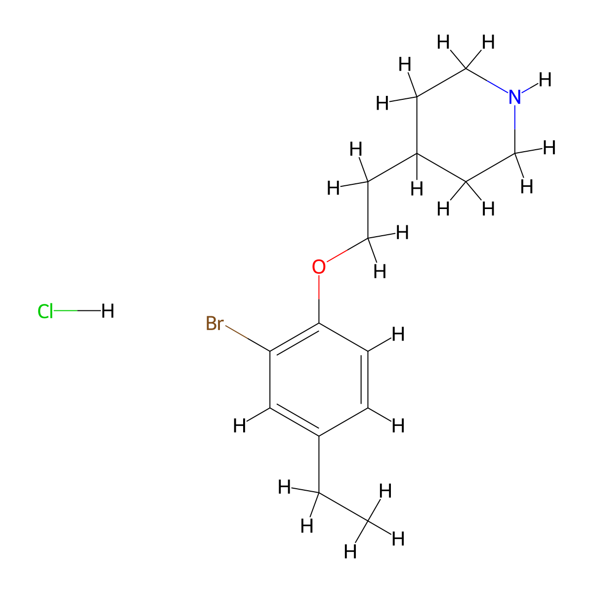 2-Bromo-4-ethylphenyl 2-(4-piperidinyl)ethyl-ether hydrochloride molecular structure, CAS 1219964-58-5