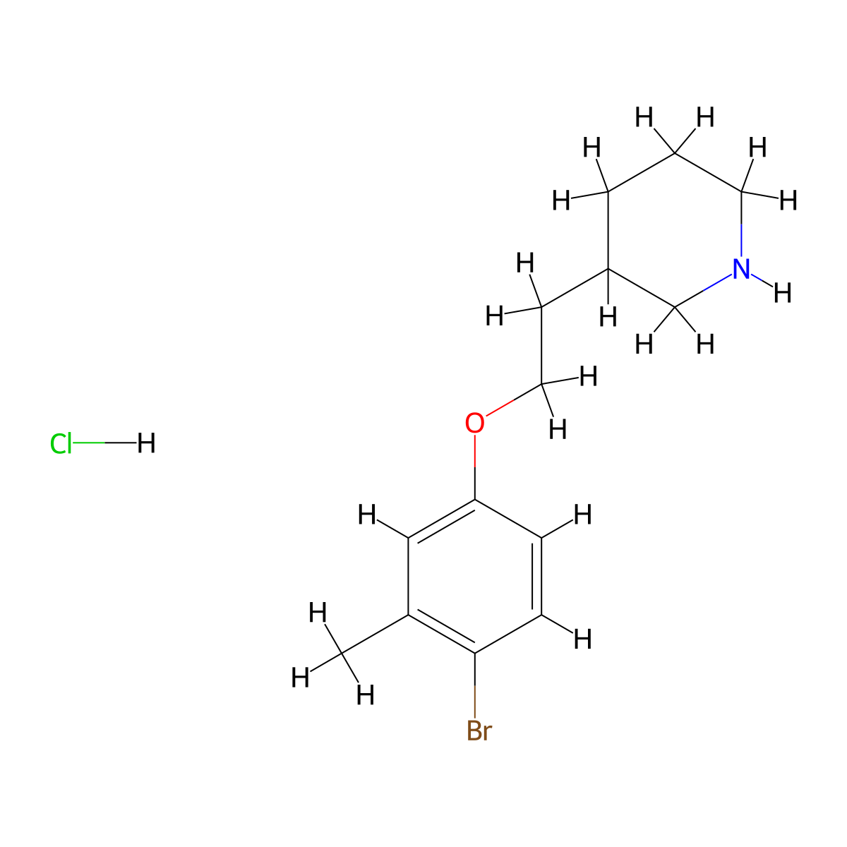 3-[2-(4-Bromo-3-methylphenoxy)ethyl]piperidine hydrochloride molecular structure, CAS 1219964-59-6