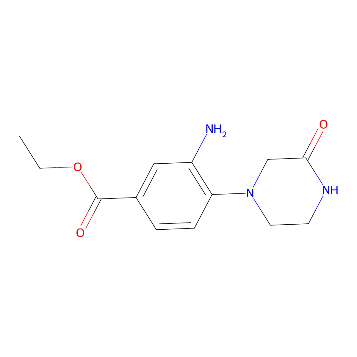 Ethyl 3-amino-4-(3-oxo-1-piperazinyl)benzoate molecular structure, CAS 1219964-69-8