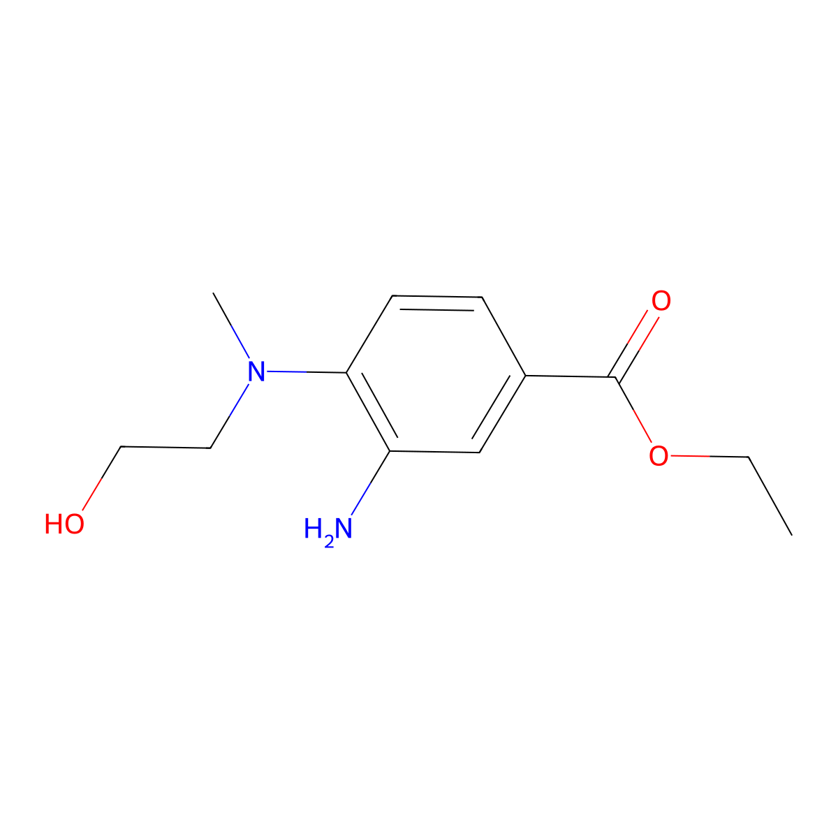 Ethyl 3-amino-4-[(2-hydroxyethyl)(methyl)amino]-benzoate molecular structure, CAS 1219964-70-1