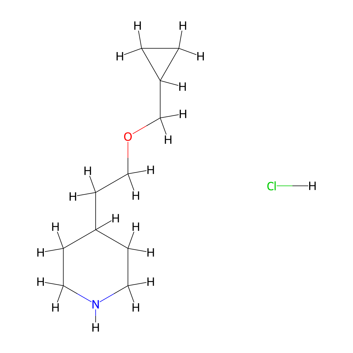 4-(2-(Cyclopropylmethoxy)ethyl)piperidine hydrochloride molecular structure, CAS 1219967-17-5
