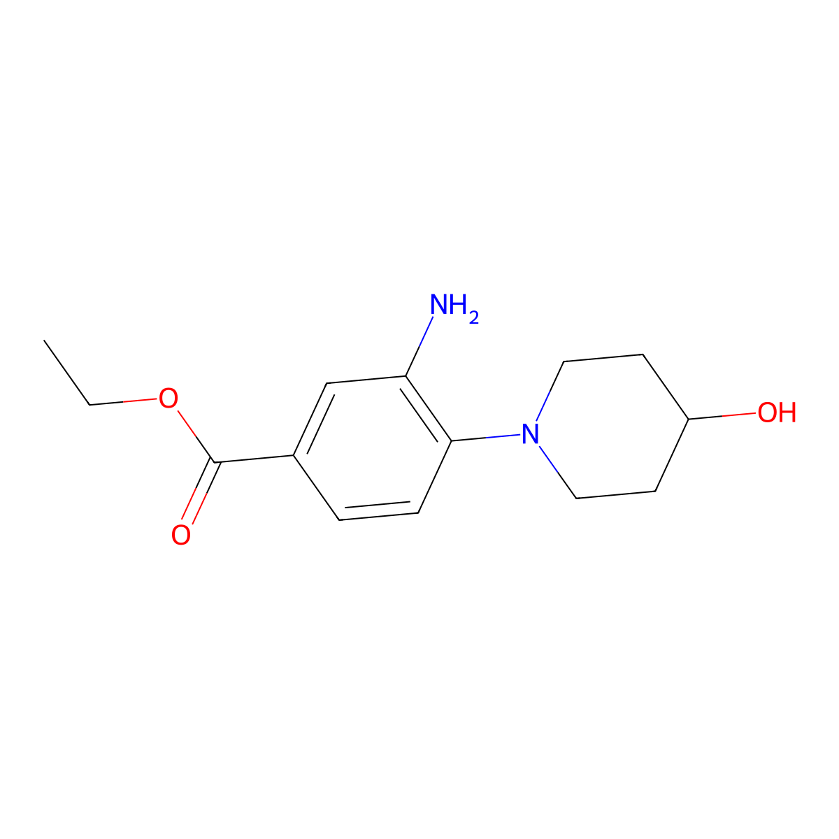 Ethyl 3-amino-4-(4-hydroxy-1-piperidinyl)benzoate molecular structure, CAS 1219967-19-7