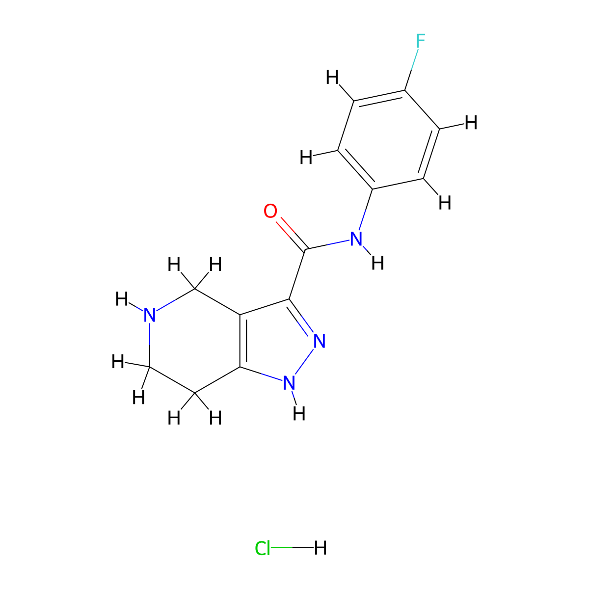 N-(4-Fluorophenyl)-4,5,6,7-tetrahydro-1H-pyrazolo[4,3-c]pyridine-3-carboxamide hydrochloride molecular structure, CAS 1219967-22-2