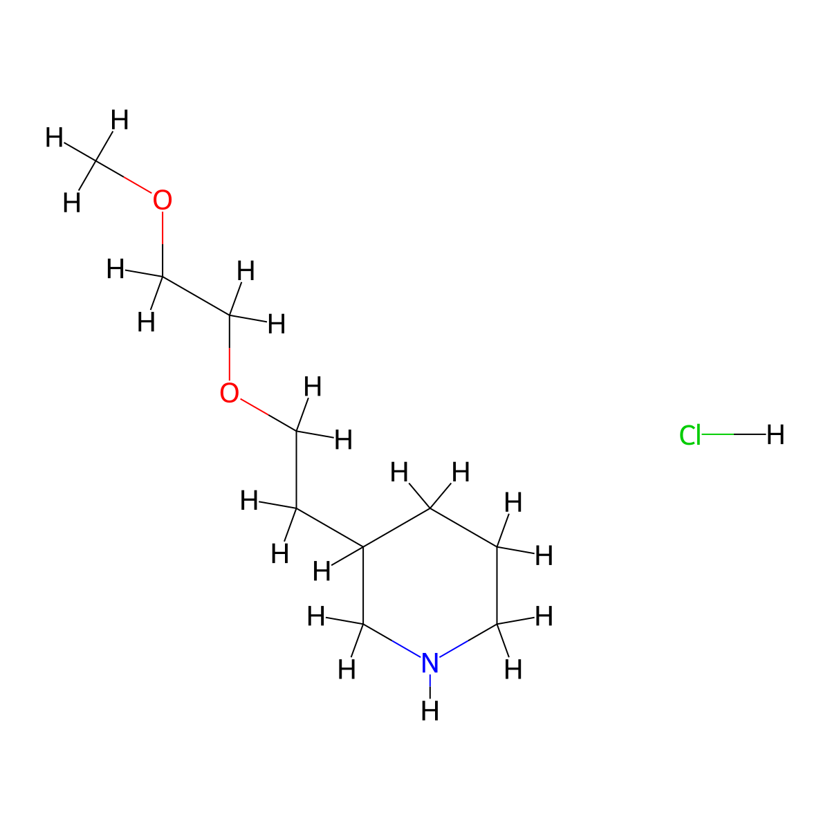 3-[2-(2-Methoxyethoxy)ethyl]piperidine hydrochloride molecular structure, CAS 1219967-31-3