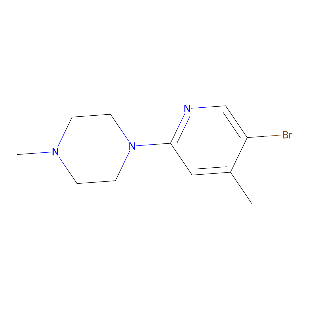 1-(5-Bromo-4-methylpyridin-2-yl)-4-methylpiperazine molecular structure, CAS 1219967-32-4