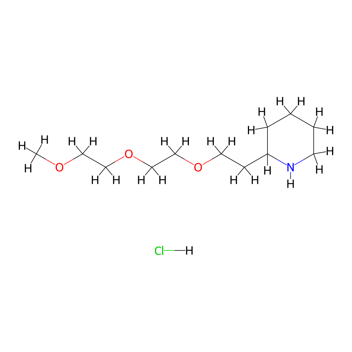 2-{2-[2-(2-Methoxyethoxy)ethoxy]ethyl}piperidine hydrochloride molecular structure, CAS 1219967-36-8