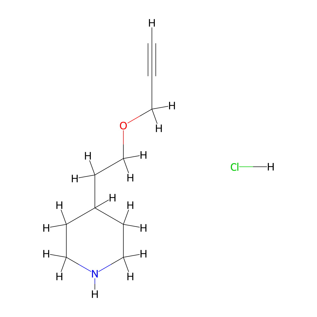 4-[2-(2-Propynyloxy)ethyl]piperidine hydrochloride molecular structure, CAS 1219967-43-7