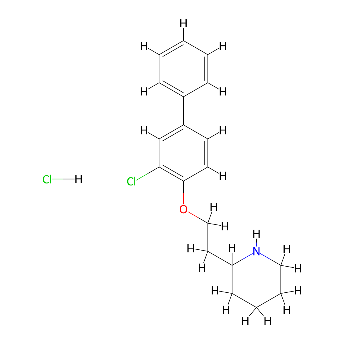 2-{2-[(3-Chloro[1,1'-biphenyl]-4-yl)oxy]-ethyl}piperidine hydrochloride molecular structure, CAS 1219967-46-0