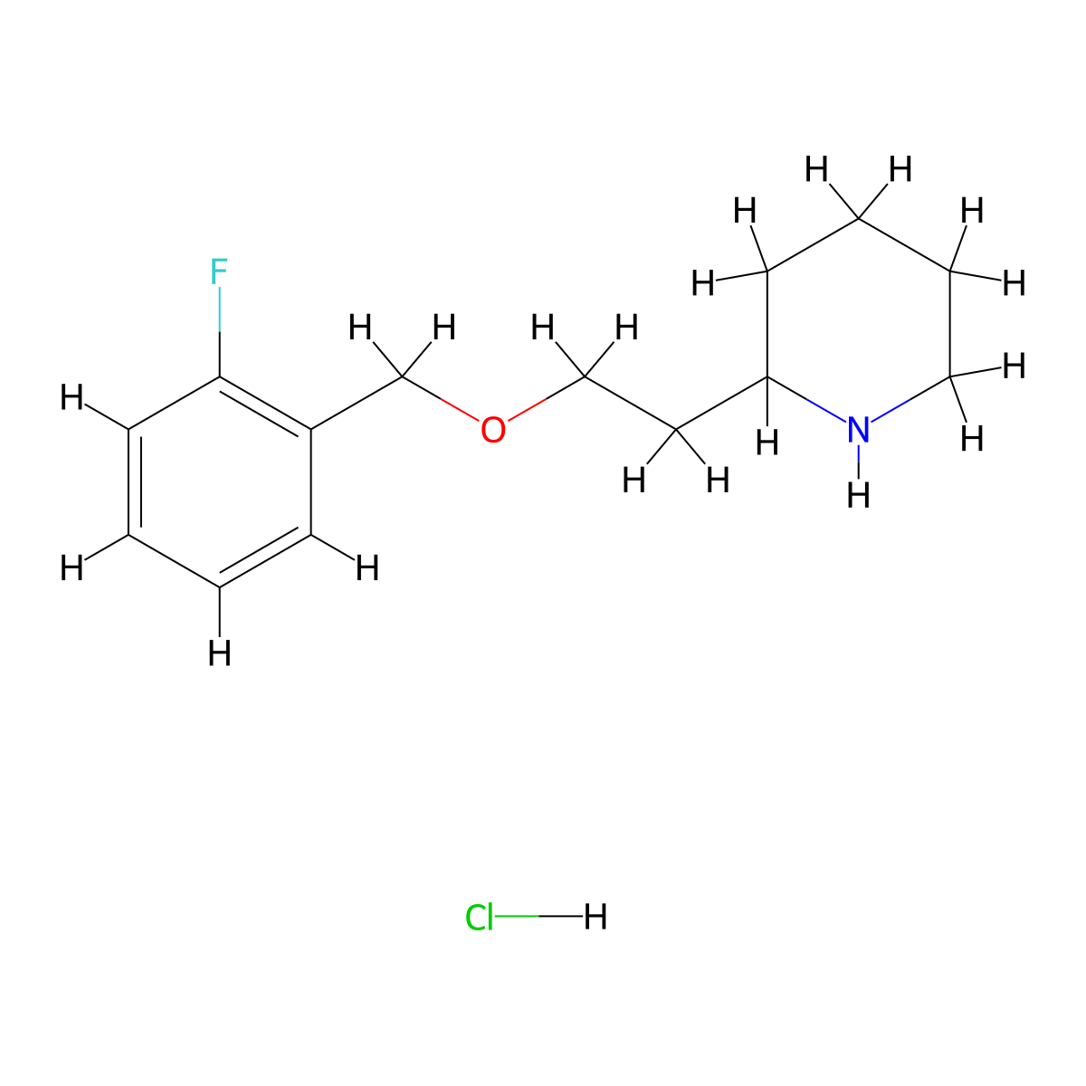 2-{2-[(2-Fluorobenzyl)oxy]ethyl}piperidine hydrochloride molecular structure, CAS 1219967-69-7