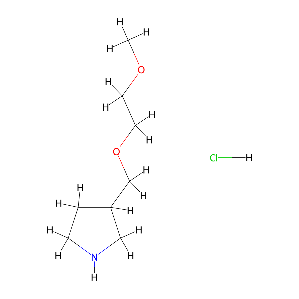 3-[(2-Methoxyethoxy)methyl]pyrrolidine hydrochloride molecular structure, CAS 1219967-70-0