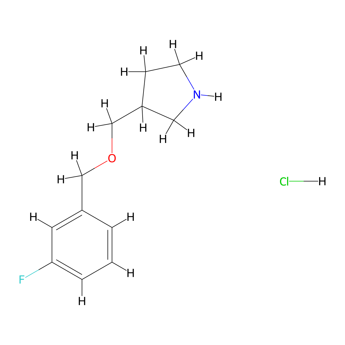 3-{[(3-Fluorobenzyl)oxy]methyl}pyrrolidine hydrochloride molecular structure, CAS 1219967-82-4