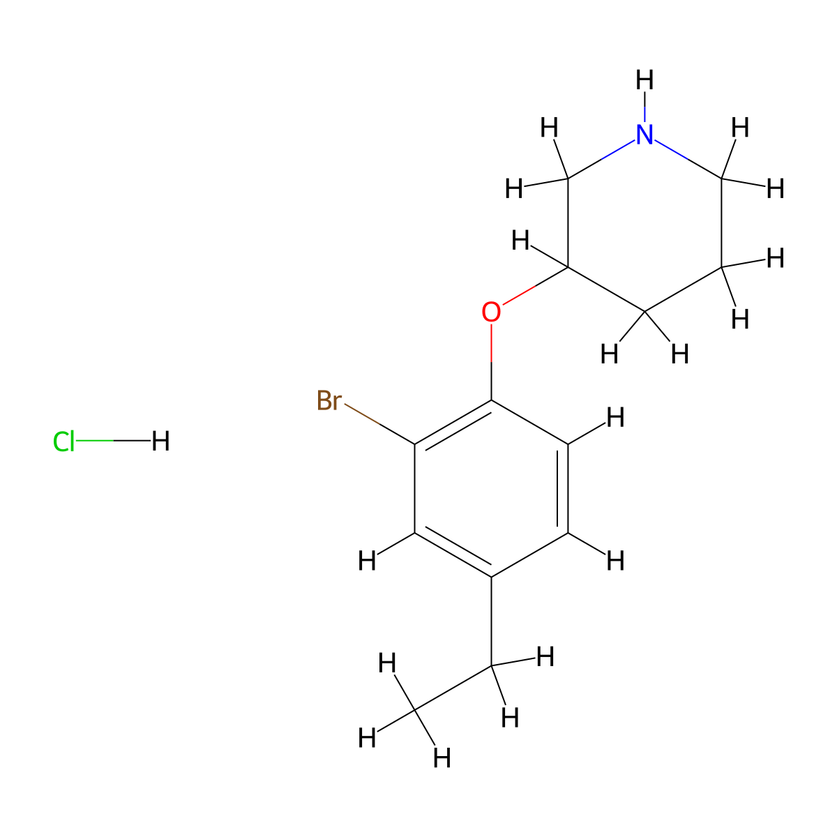 3-(2-Bromo-4-ethylphenoxy)piperidine hydrochloride molecular structure, CAS 1219967-88-0