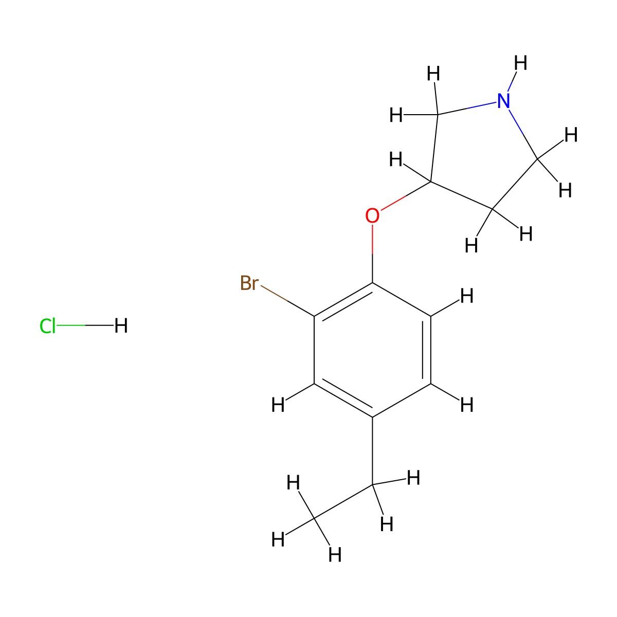 3-(2-Bromo-4-ethylphenoxy)pyrrolidine hydrochloride molecular structure, CAS 1219967-92-6