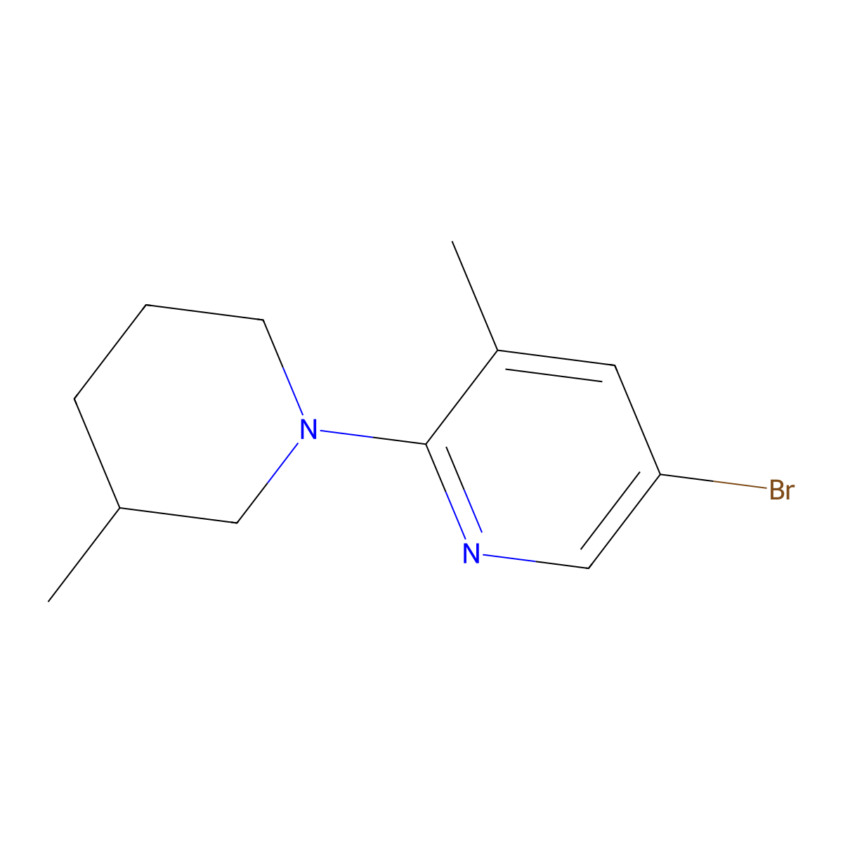 5-Bromo-3-methyl-2-(3-methylpiperidin-1-yl)pyridine molecular structure, CAS 1219967-98-2