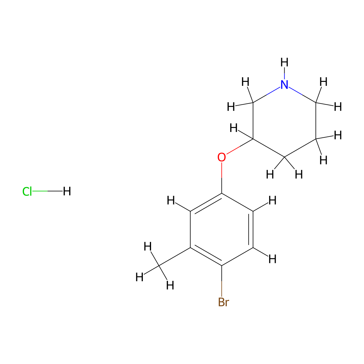3-(4-Bromo-3-methylphenoxy)piperidine hydrochloride molecular structure, CAS 1219967-99-3