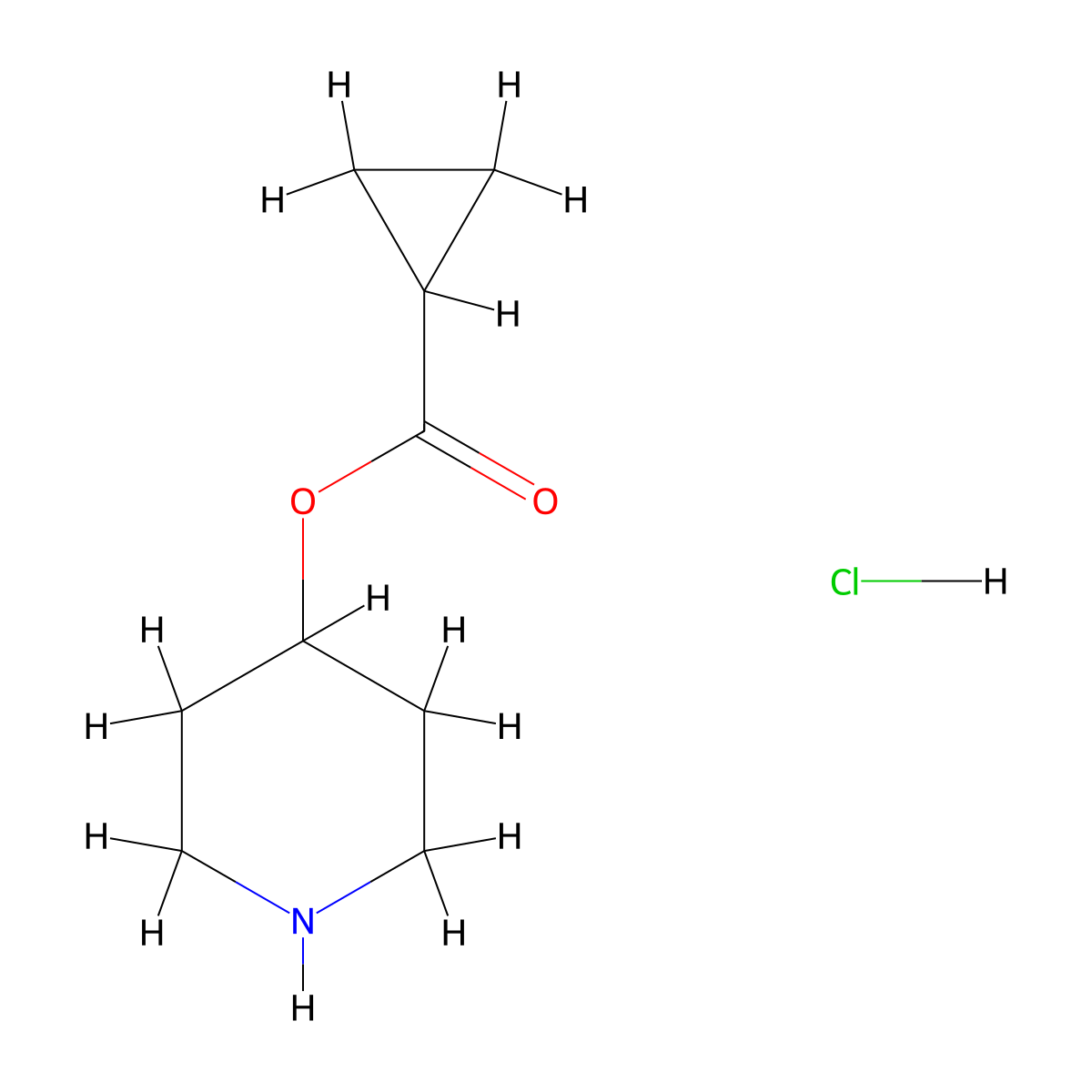 Piperidin-4-yl cyclopropanecarboxylate hydrochloride molecular structure, CAS 1219968-03-2