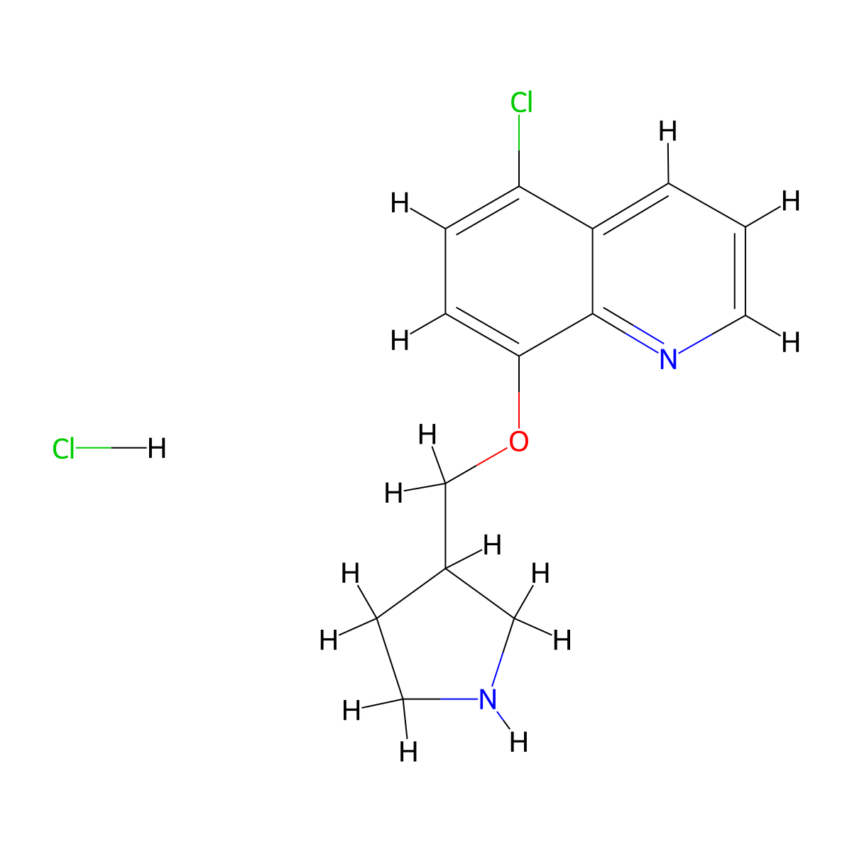 5-Chloro-8-(3-pyrrolidinylmethoxy)quinoline hydrochloride molecular structure, CAS 1219968-04-3
