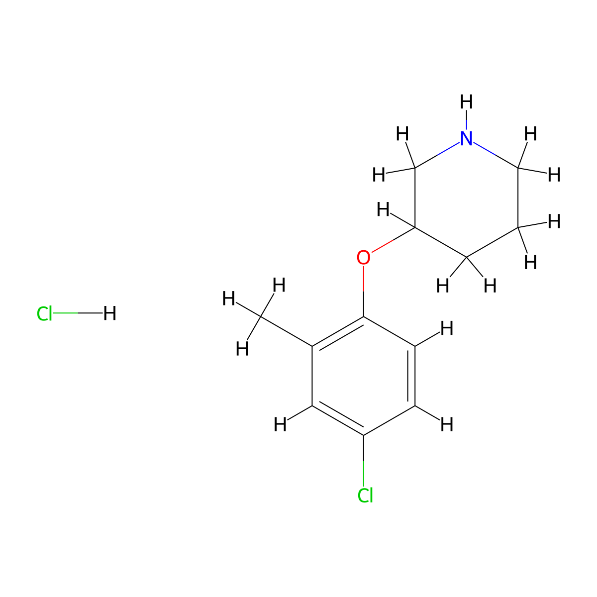 3-(4-Chloro-2-methylphenoxy)piperidine hydrochloride molecular structure, CAS 1219968-07-6