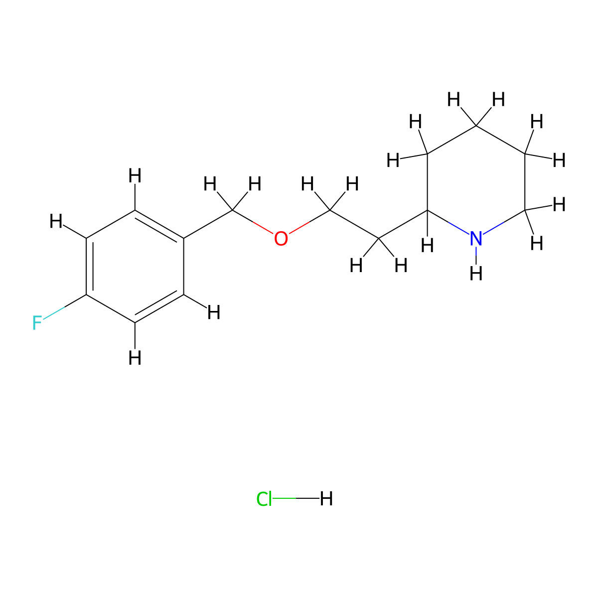2-{2-[(4-Fluorobenzyl)oxy]ethyl}piperidine hydrochloride molecular structure, CAS 1219968-09-8