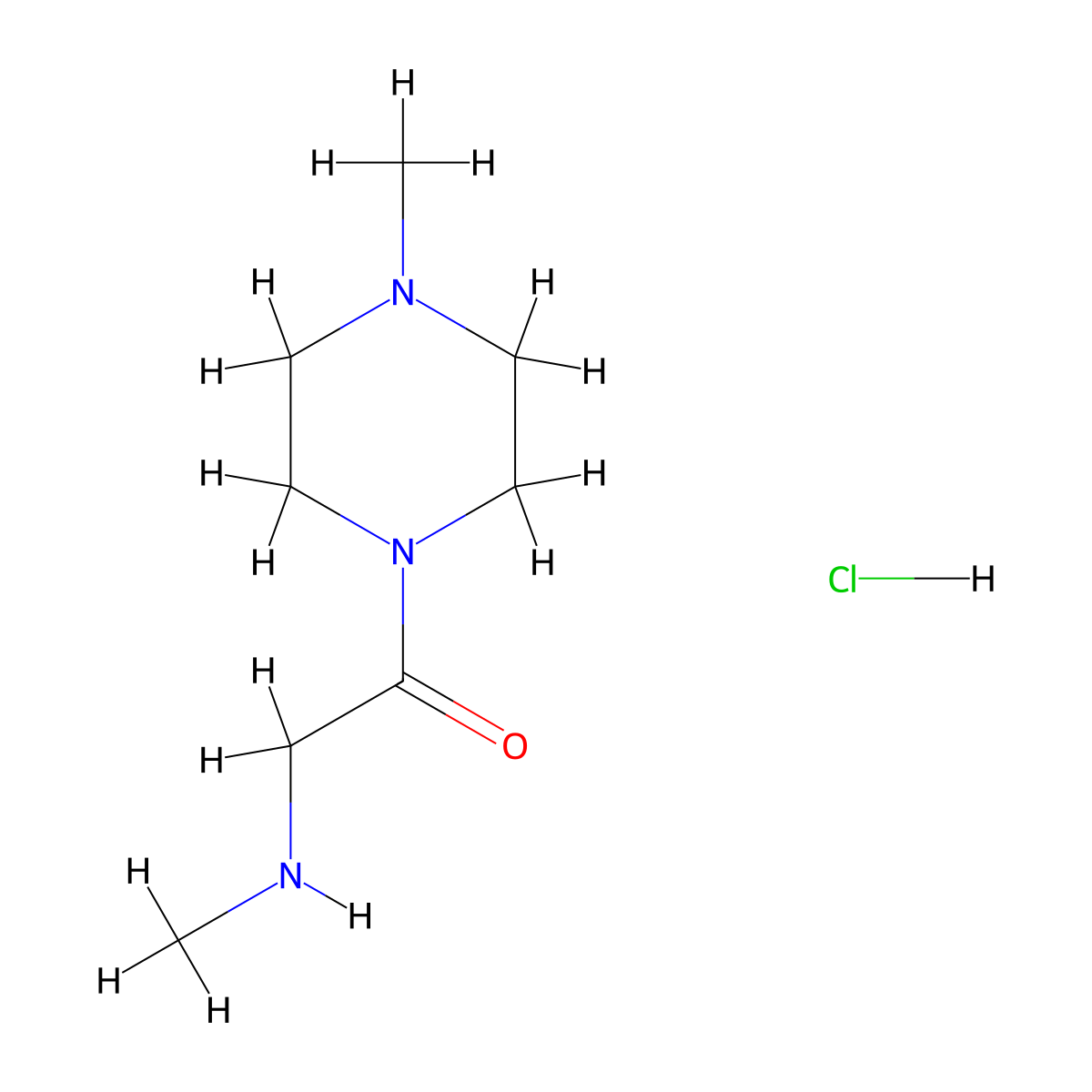 2-(Methylamino)-1-(4-methyl-1-piperazinyl)-1-ethanone hydrochloride molecular structure, CAS 1219968-12-3
