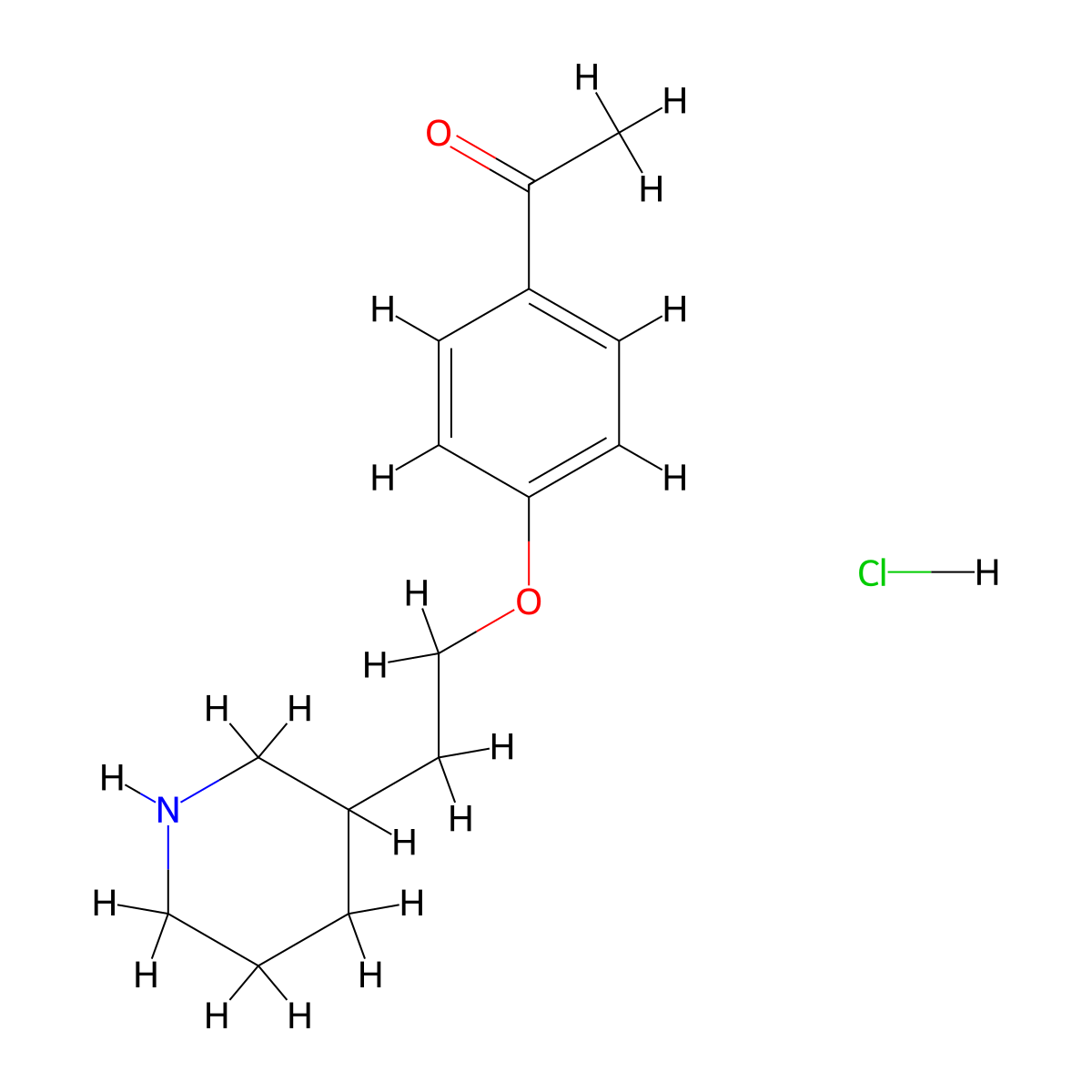 1-{4-[2-(3-Piperidinyl)ethoxy]phenyl}-1-ethanone hydrochloride molecular structure, CAS 1219968-14-5