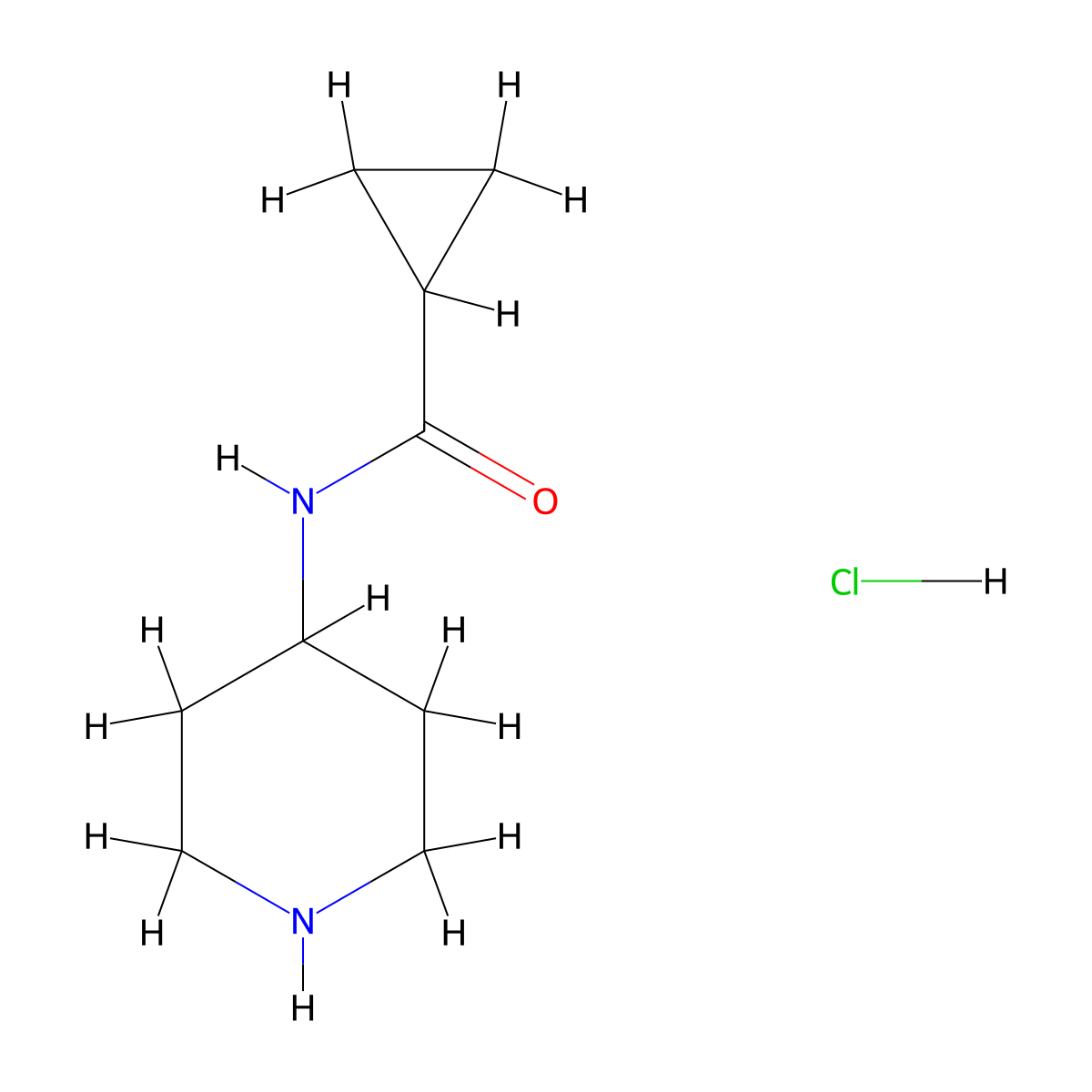 N-(piperidin-4-yl)cyclopropanecarboxamide hydrochloride molecular structure, CAS 1219971-76-2