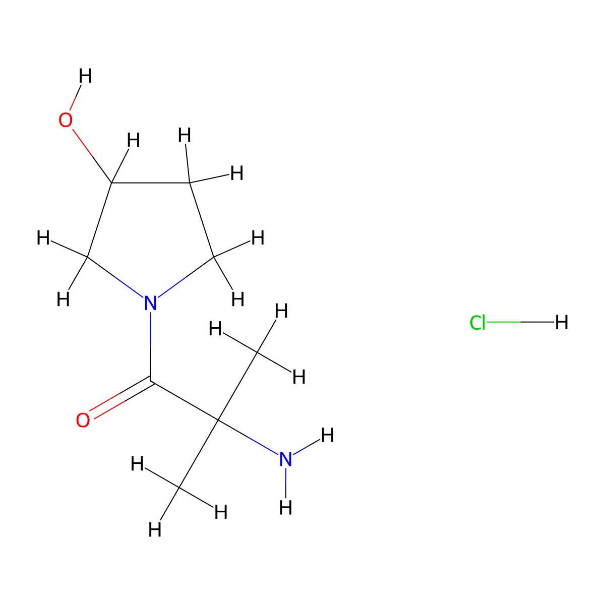 2-Amino-1-(3-hydroxy-1-pyrrolidinyl)-2-methyl-1-propanone hydrochloride molecular structure, CAS 1219971-87-5