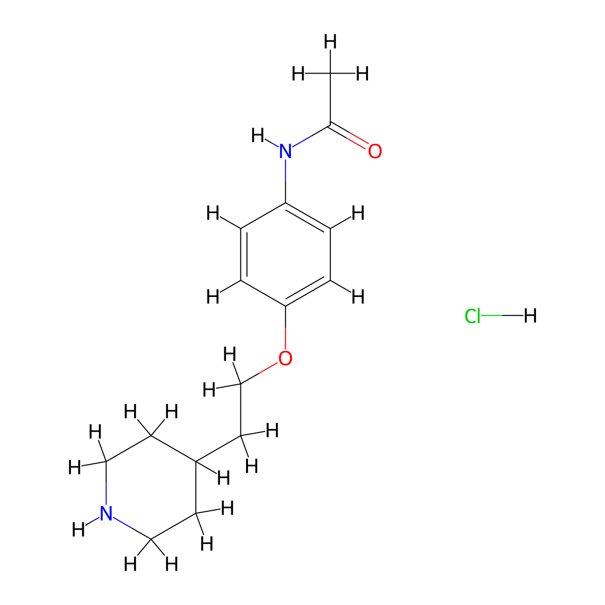 N-{4-[2-(4-Piperidinyl)ethoxy]phenyl}acetamide hydrochloride molecular structure, CAS 1219971-90-0