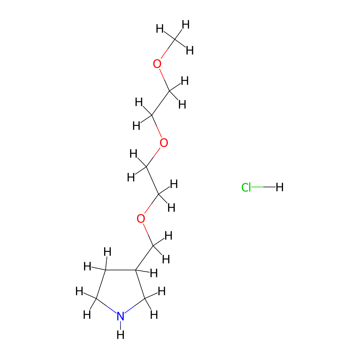 3-{[2-(2-Methoxyethoxy)ethoxy]methyl}pyrrolidine hydrochloride molecular structure, CAS 1219971-93-3