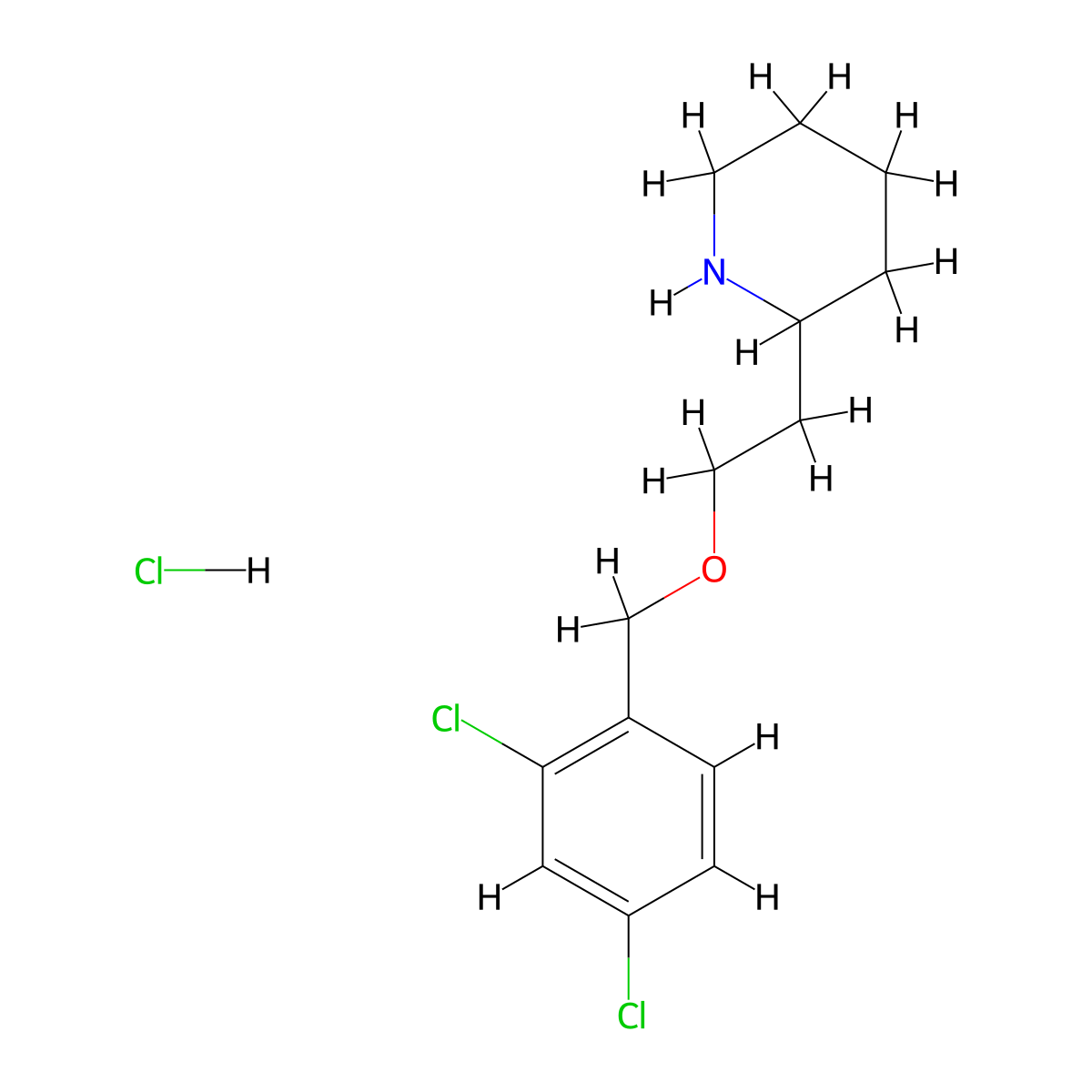 2-{2-[(2,4-Dichlorobenzyl)oxy]ethyl}piperidine hydrochloride molecular structure, CAS 1219971-98-8