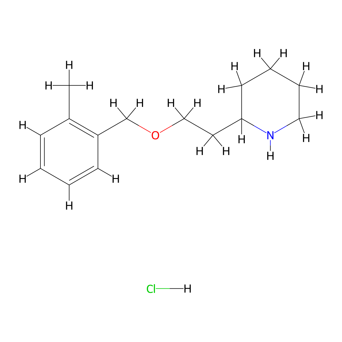 2-{2-[(2-Methylbenzyl)oxy]ethyl}piperidine hydrochloride molecular structure, CAS 1219972-04-9