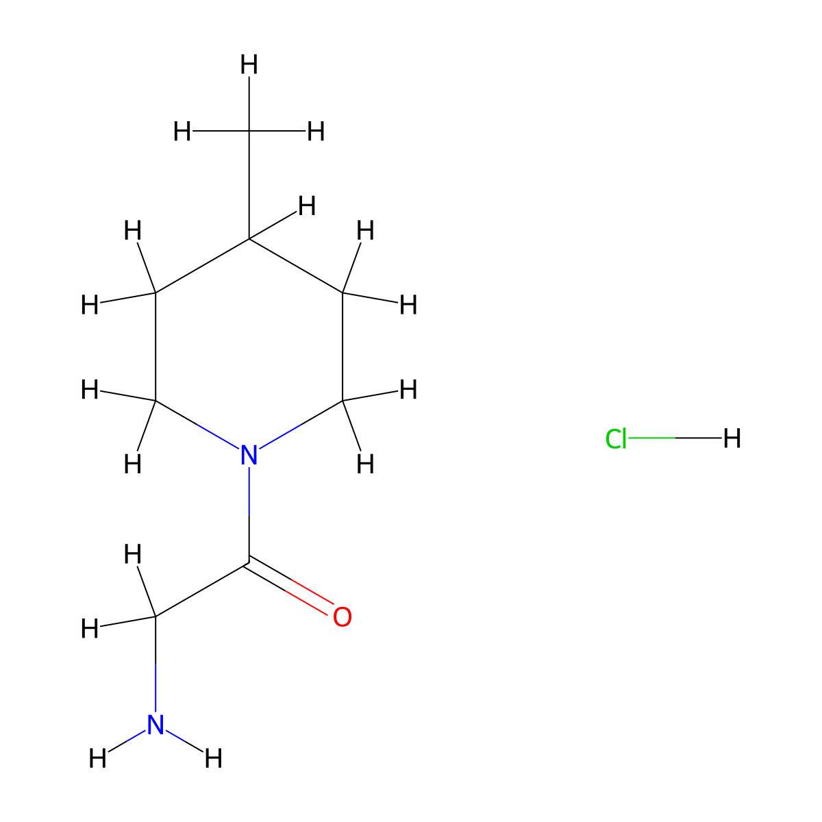 2-Amino-1-(4-methyl-1-piperidinyl)-1-ethanone hydrochloride molecular structure, CAS 1219972-14-1