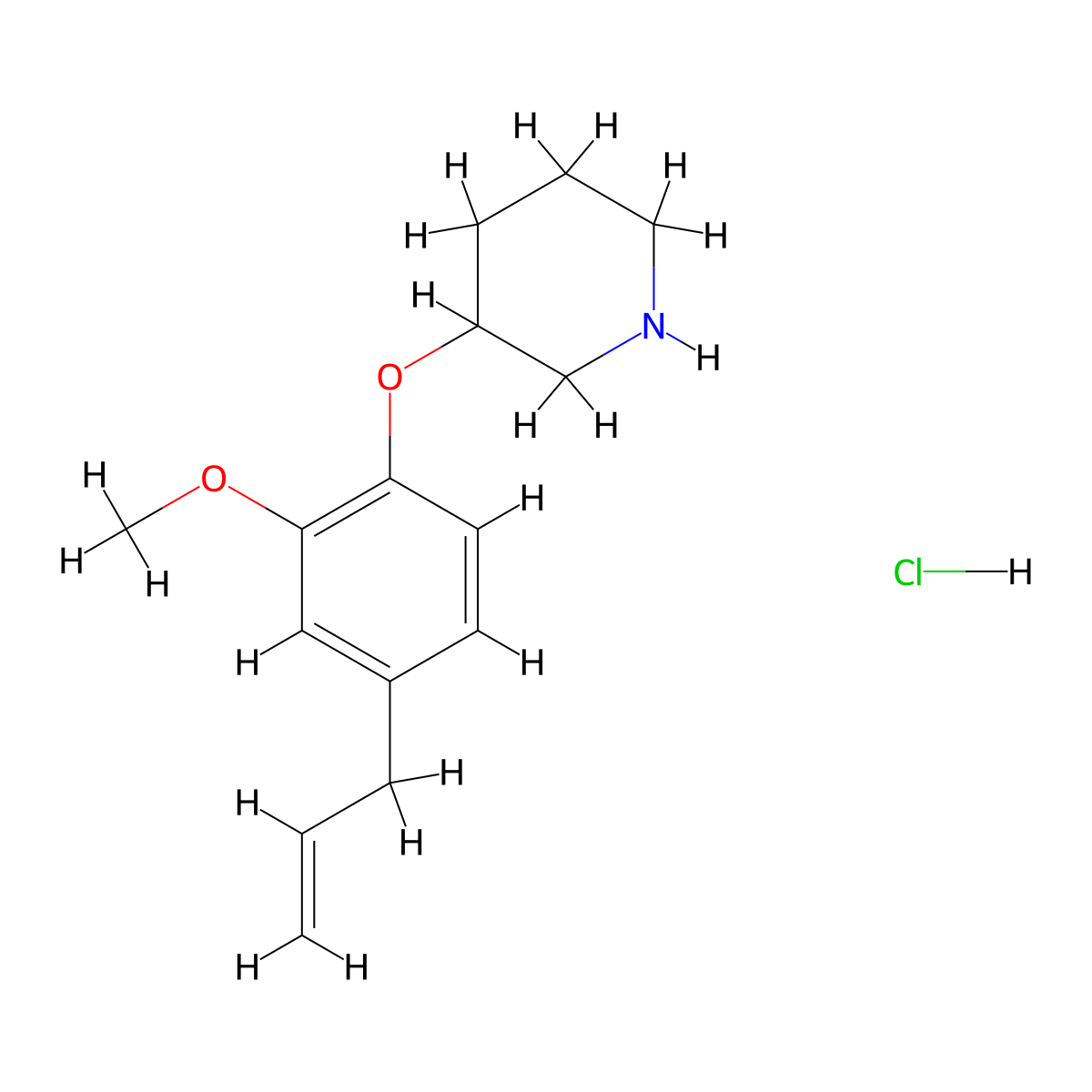 3-(4-Allyl-2-methoxyphenoxy)piperidine hydrochloride molecular structure, CAS 1219972-31-2