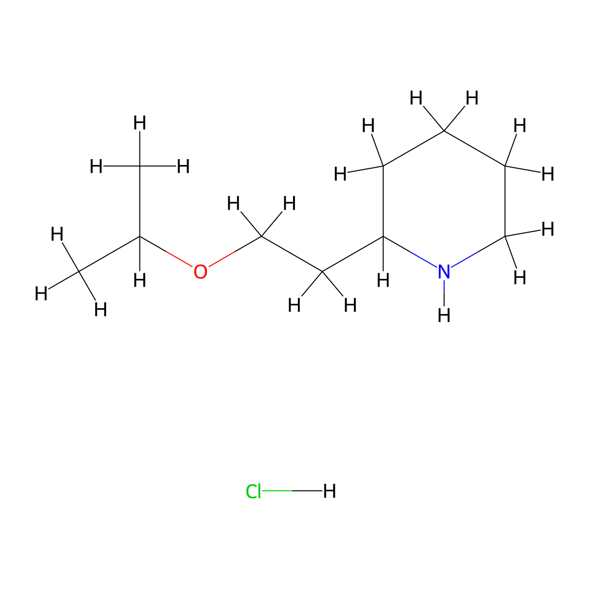 2-(2-Isopropoxyethyl)piperidine hydrochloride molecular structure, CAS 1219972-32-3