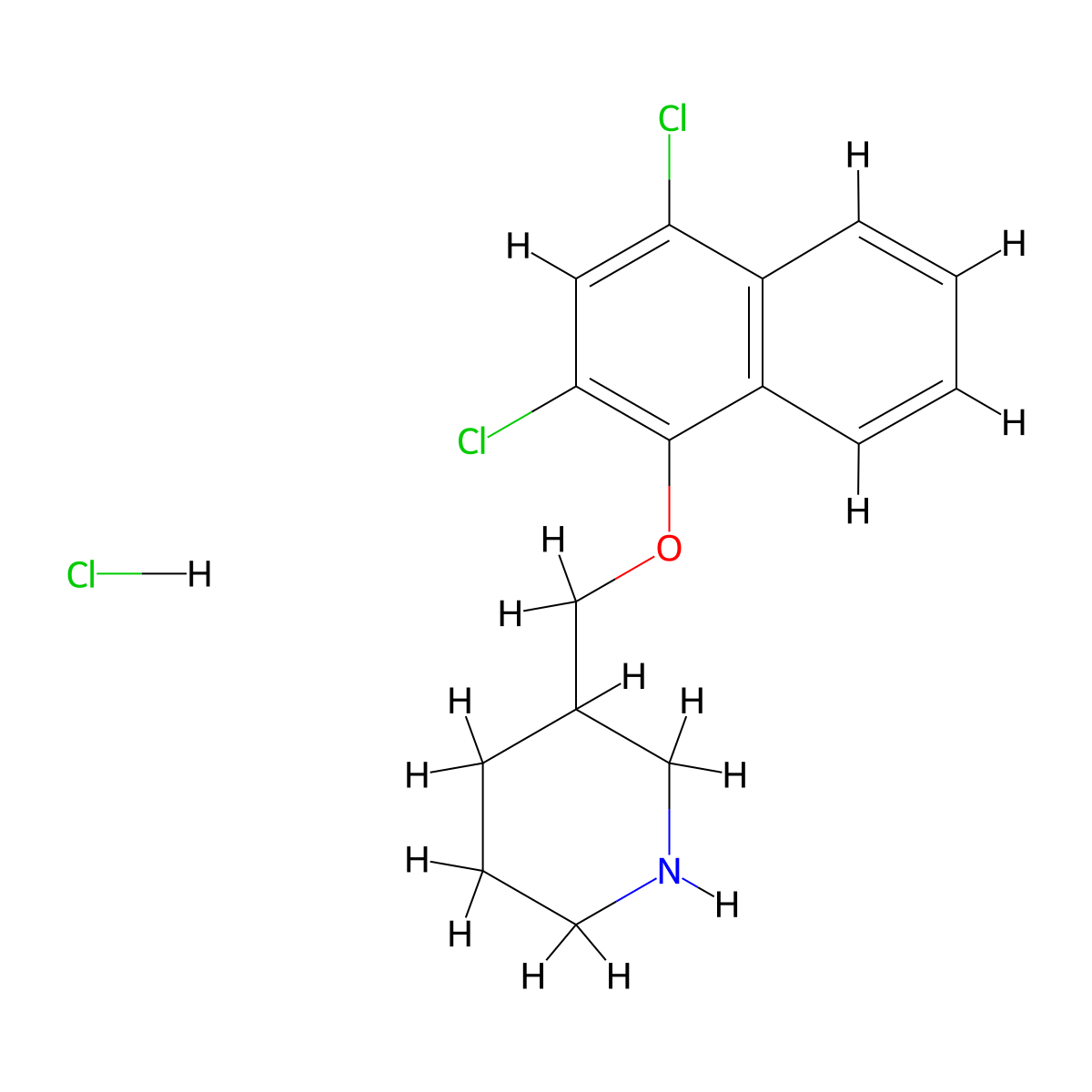 2,4-Dichloro-1-naphthyl 3-piperidinylmethyl ether hydrochloride molecular structure, CAS 1219972-40-3