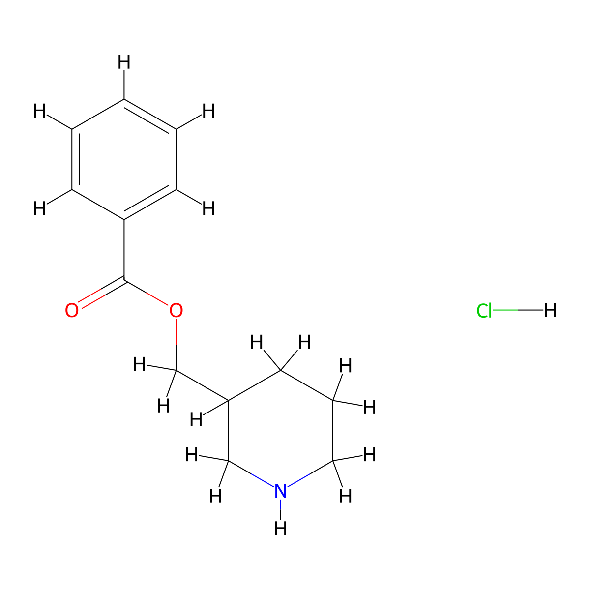 3-Piperidinylmethyl benzoate hydrochloride molecular structure, CAS 1219972-66-3