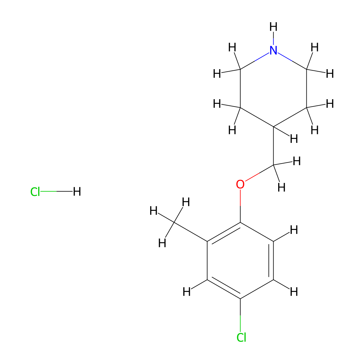 4-Chloro-2-methylphenyl 4-piperidinylmethyl ether hydrochloride molecular structure, CAS 1219972-69-6