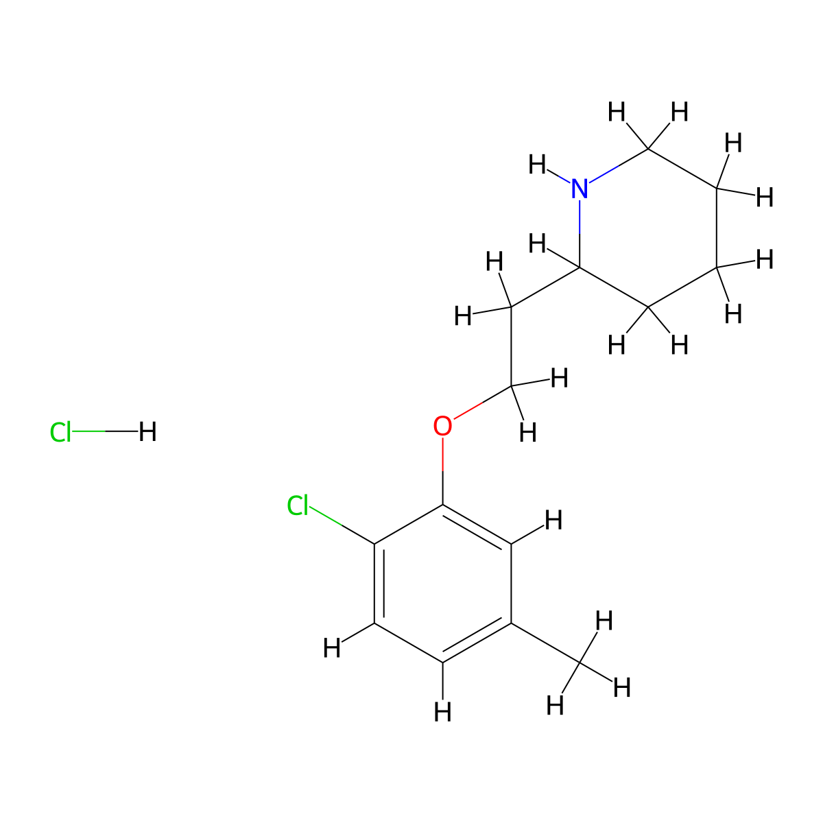 2-[2-(2-Chloro-5-methylphenoxy)ethyl]piperidine hydrochloride molecular structure, CAS 1219972-72-1
