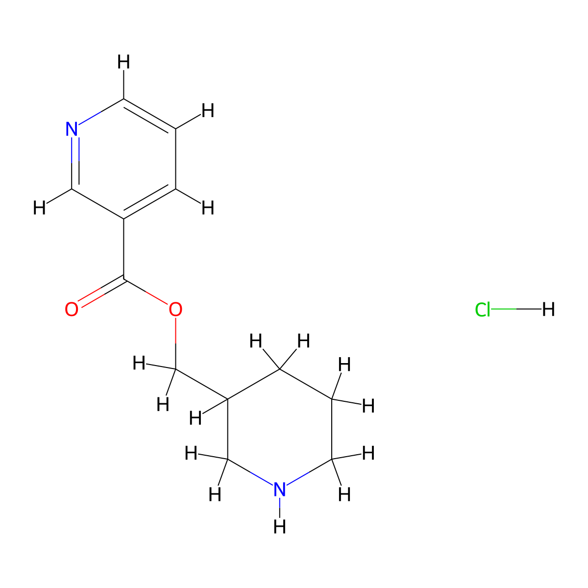 3-Piperidinylmethyl nicotinate hydrochloride molecular structure, CAS 1219976-15-4