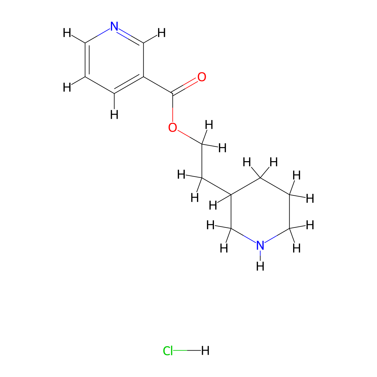 2-(3-Piperidinyl)ethyl nicotinate hydrochloride molecular structure, CAS 1219976-23-4