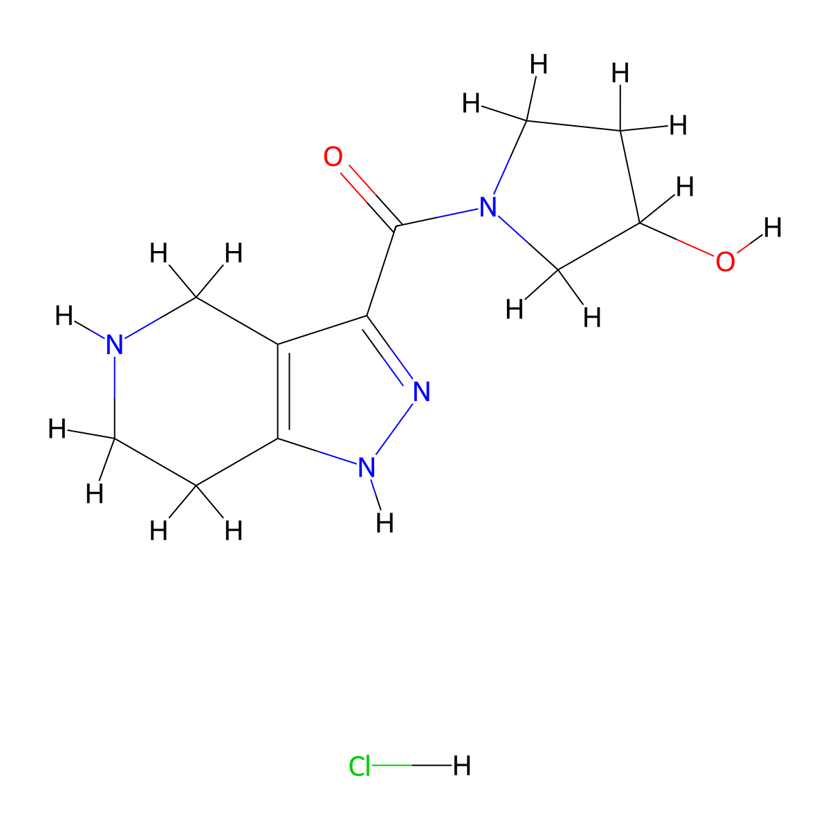 (3-Hydroxypyrrolidin-1-yl)(4,5,6,7-tetrahydro-1H-pyrazolo[4,3-c]pyridin-3-yl)methanone hydrochloride molecular structure, CAS 1219976-33-6