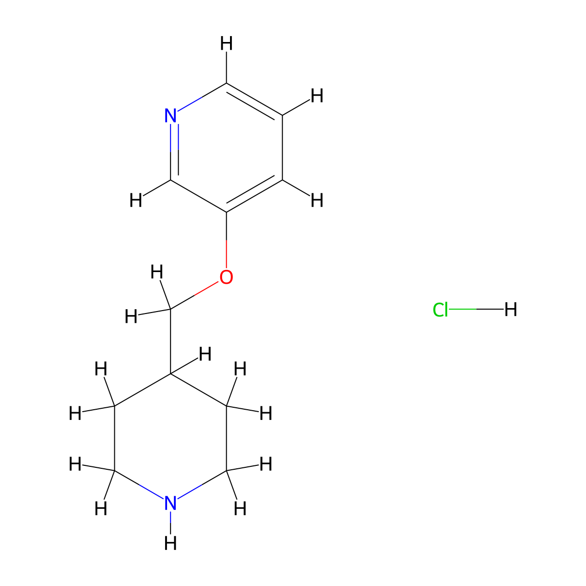 3-(4-Piperidinylmethoxy)pyridine hydrochloride molecular structure, CAS 1219976-35-8