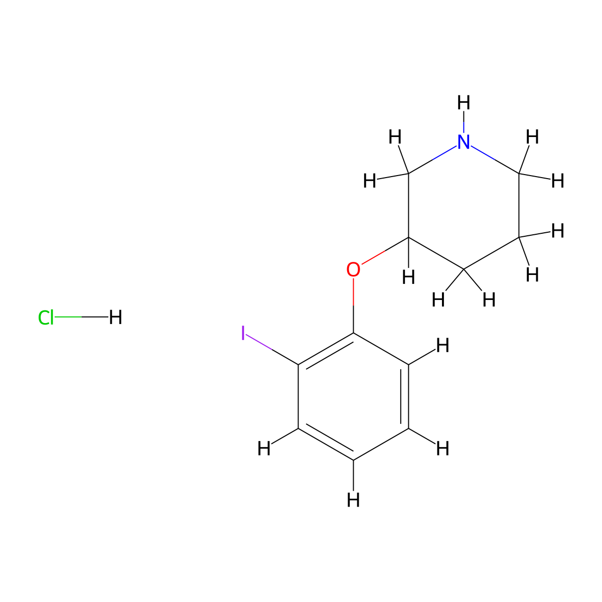 2-Iodophenyl 3-piperidinyl ether hydrochloride molecular structure, CAS 1219976-48-3