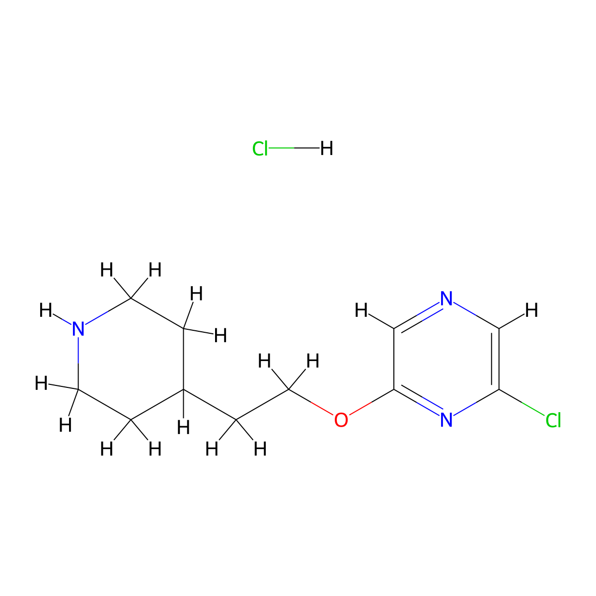 6-Chloro-2-pyrazinyl 2-(4-piperidinyl)ethyl ether hydrochloride molecular structure, CAS 1219976-52-9