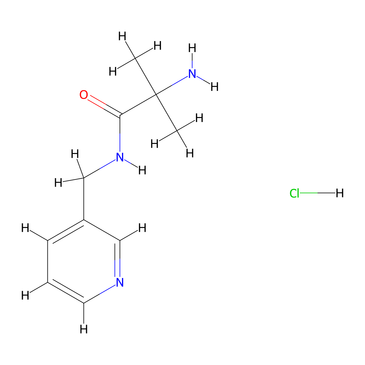2-Amino-2-methyl-N-(3-pyridinylmethyl)propanamide hydrochloride molecular structure, CAS 1219976-53-0