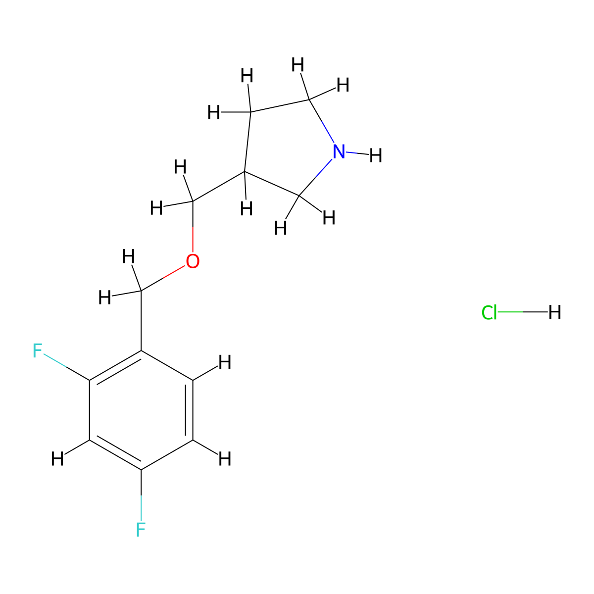 3-{[(2,4-Difluorobenzyl)oxy]methyl}pyrrolidine hydrochloride molecular structure, CAS 1219976-55-2