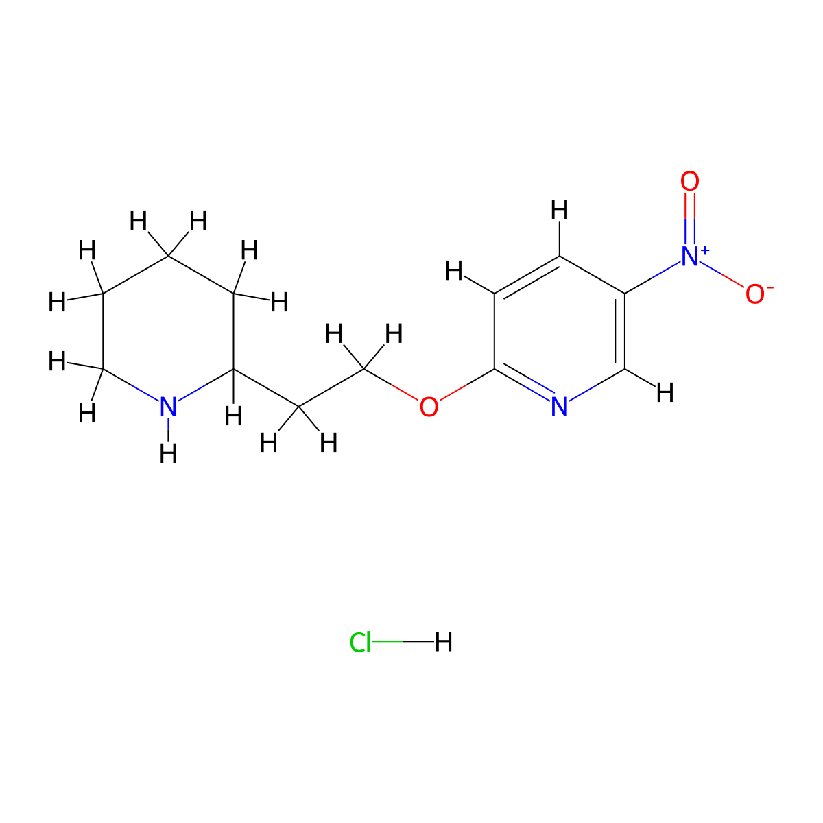 5-Nitro-2-[2-(2-piperidinyl)ethoxy]pyridine hydrochloride molecular structure, CAS 1219976-60-9