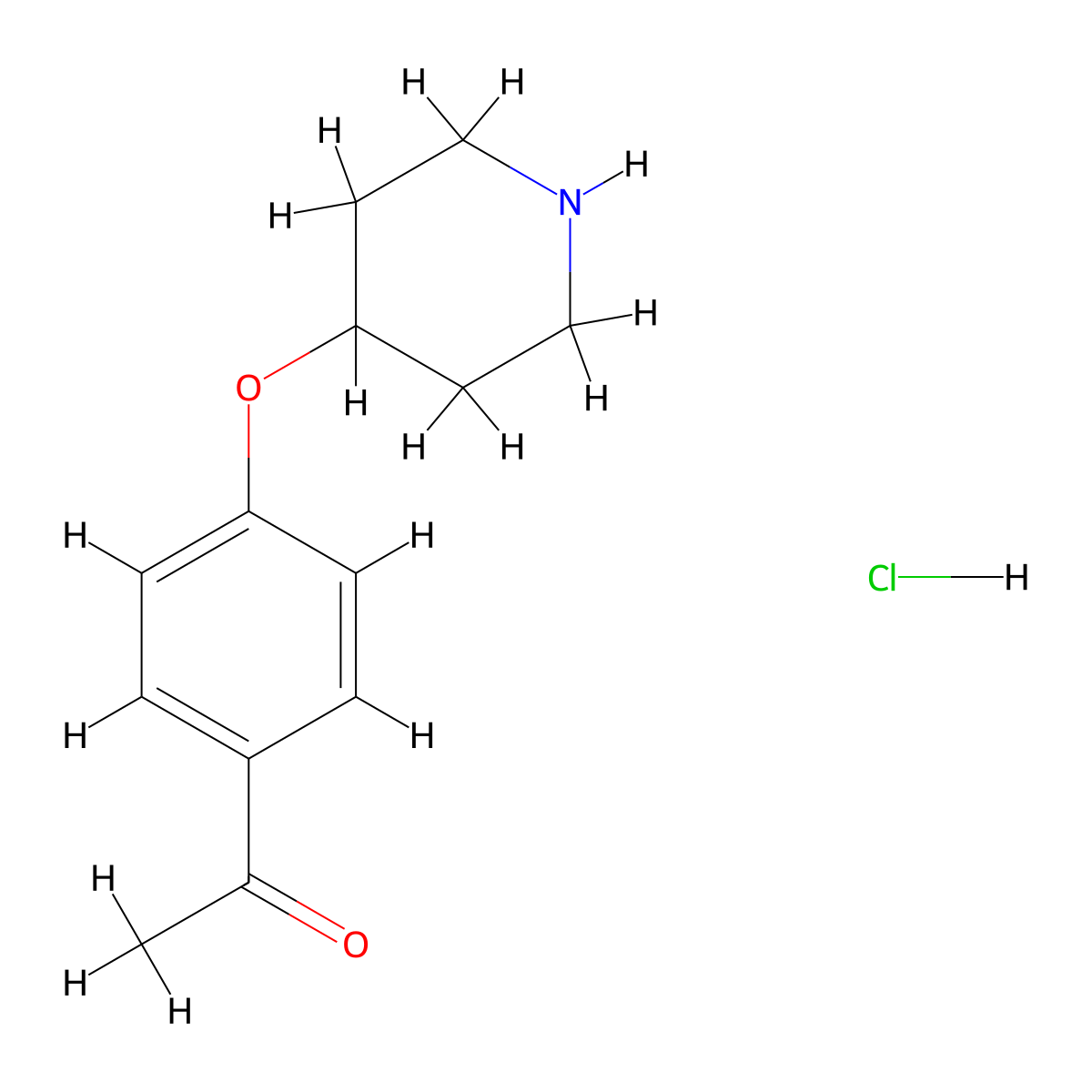 1-[4-(4-Piperidinyloxy)phenyl]-1-ethanone hydrochloride molecular structure, CAS 1219976-64-3