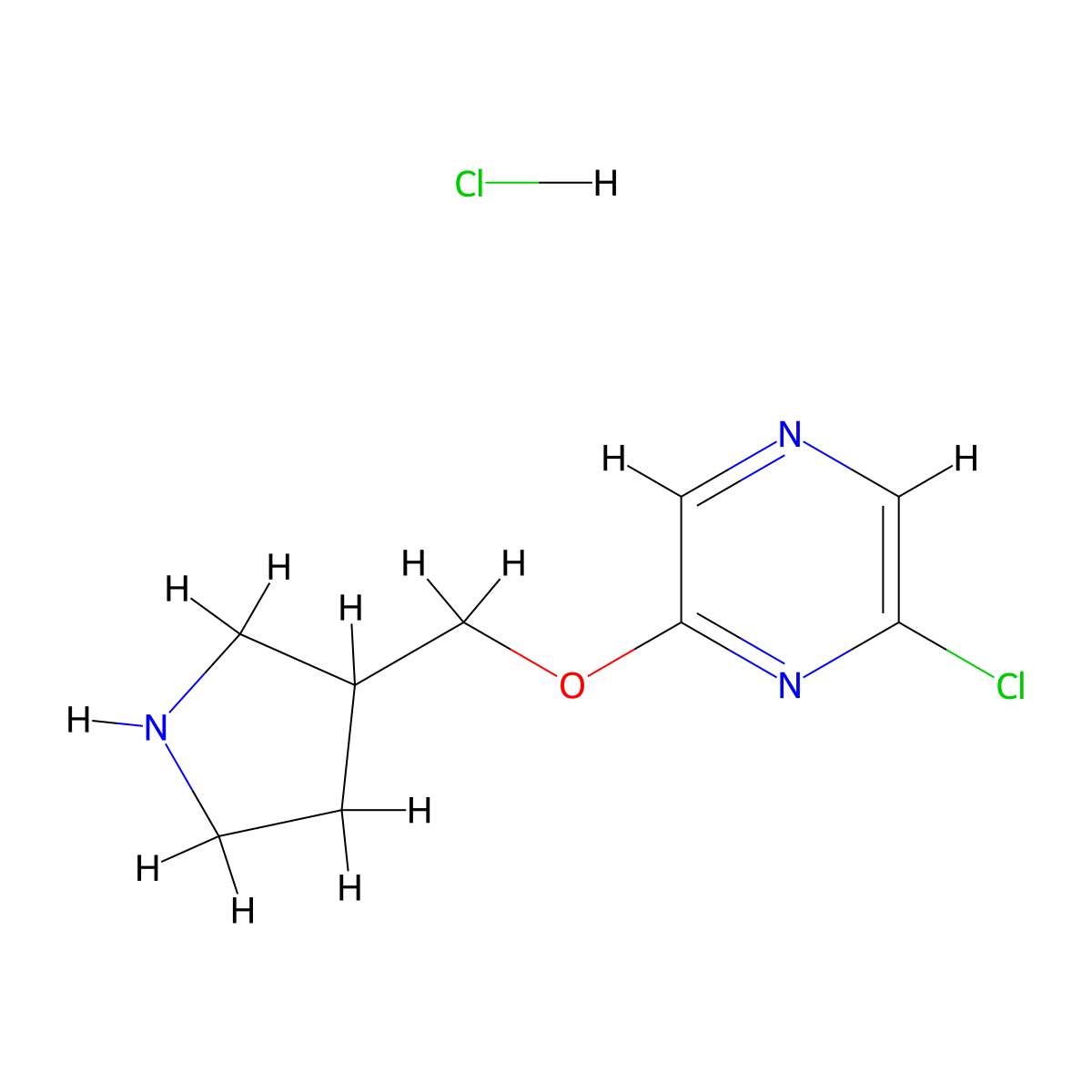 2-Chloro-6-(3-pyrrolidinylmethoxy)pyrazine hydrochloride molecular structure, CAS 1219976-69-8