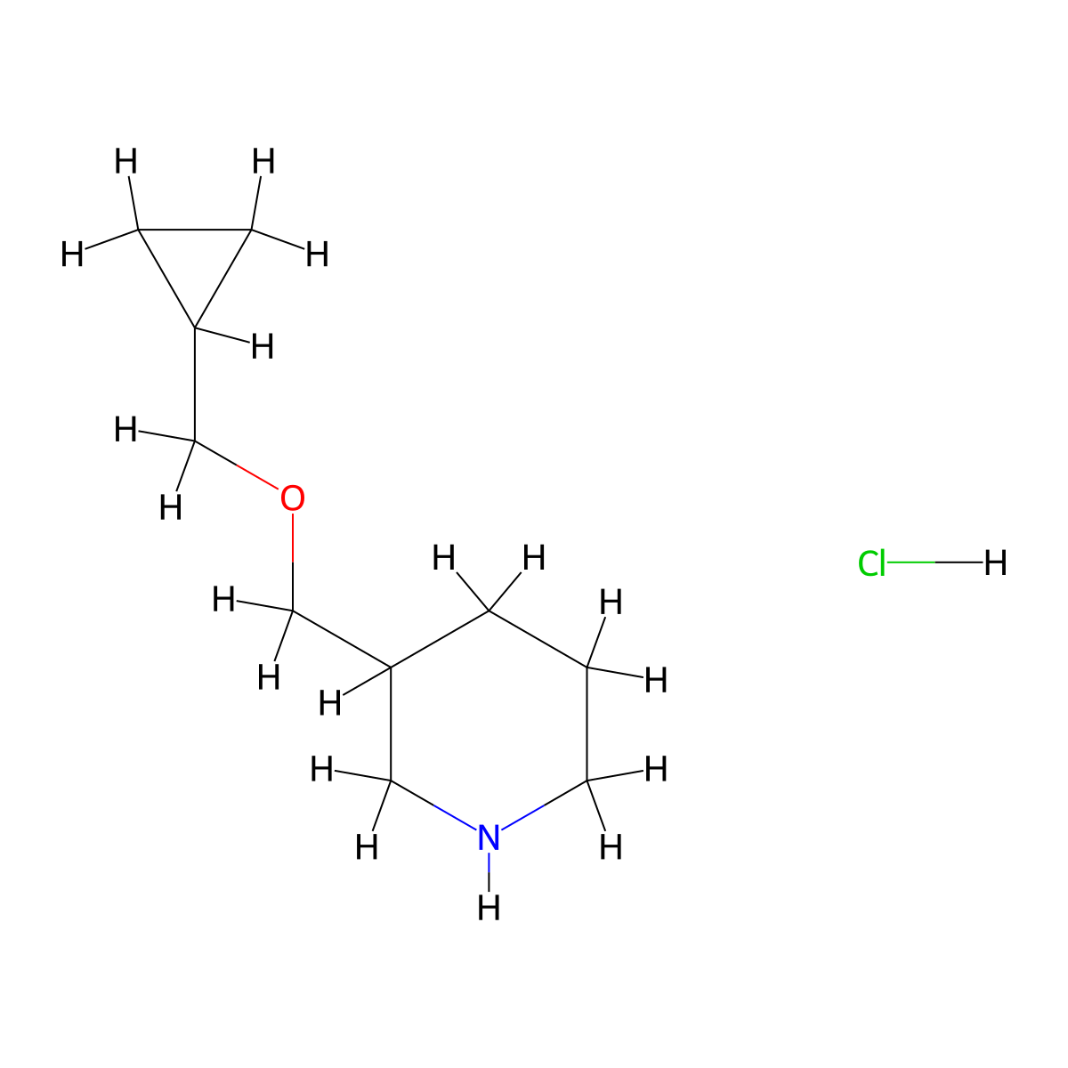 3-((Cyclopropylmethoxy)methyl)piperidine hydrochloride molecular structure, CAS 1219976-71-2